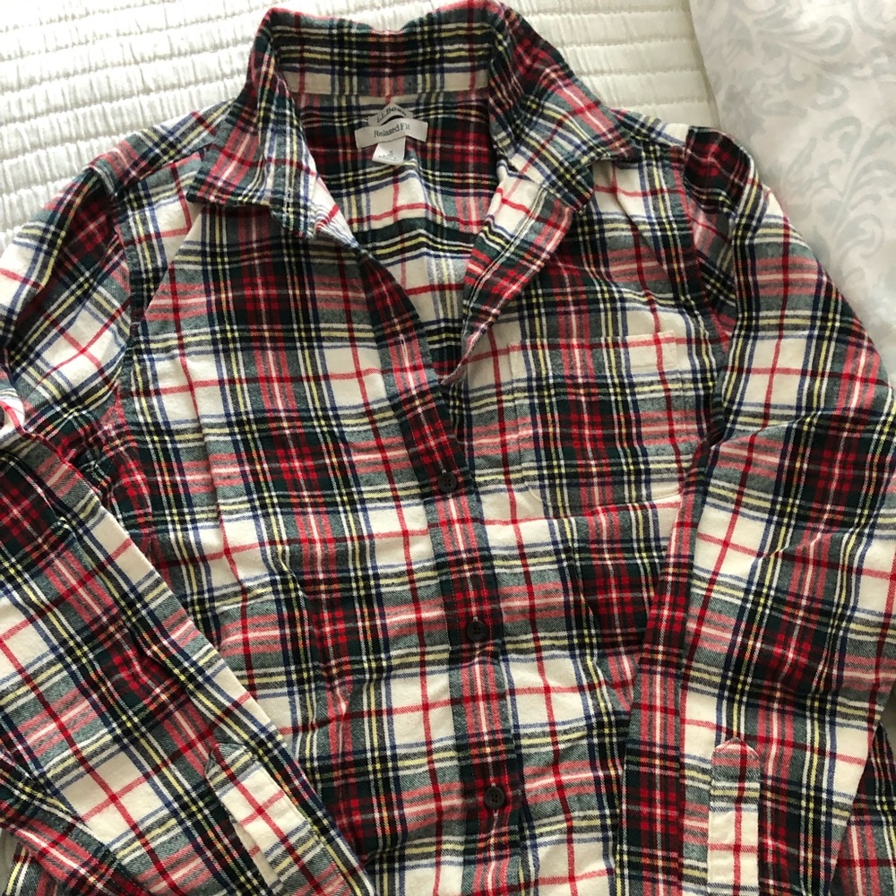 LL Bean scotch plaid flannel shirt, Stewart Victoria, sz small. Regular fit.